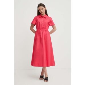Bavlněné šaty United Colors of Benetton růžová barva, midi