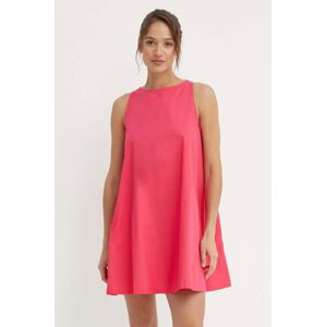 Bavlněné šaty United Colors of Benetton růžová barva, mini