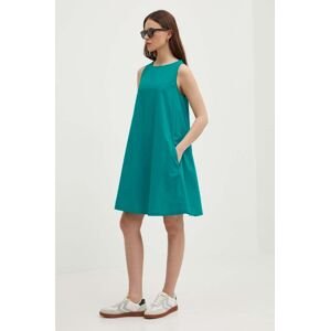 Bavlněné šaty United Colors of Benetton tyrkysová barva, mini