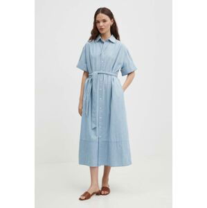 Džínové šaty Polo Ralph Lauren midi, oversize, 211935155