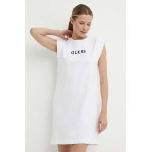 Bavlněné šaty Guess ATHENA bílá barva, mini, oversize, V4GK05 KC641