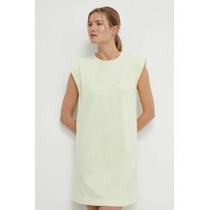 Bavlněné šaty Guess ATHENA zelená barva, mini, oversize, V4GK05 KC641