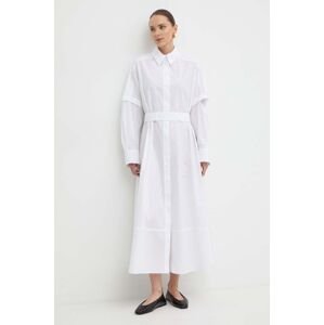 Bavlněné šaty Ivy Oak bílá barva, maxi, oversize, IO117614