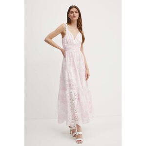 Bavlněné šaty Guess PALMA růžová barva, maxi, W4GK46 WG571