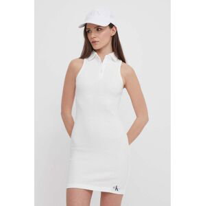 Bavlněné šaty Calvin Klein Jeans bílá barva, mini, J20J223416