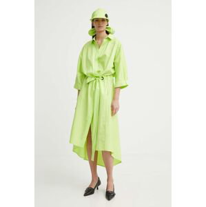 Bavlněné šaty MMC STUDIO zelená barva, midi, FELIA.DRESS