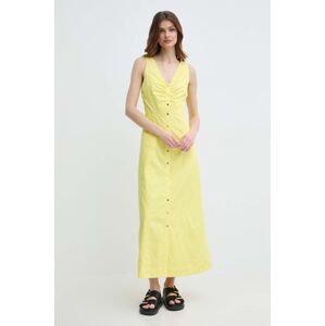 Bavlněné šaty Karl Lagerfeld žlutá barva, maxi