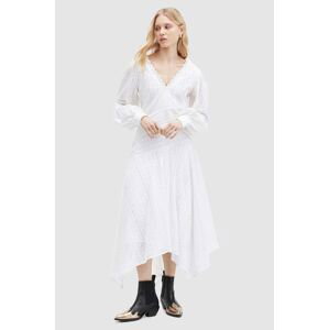 Bavlněné šaty AllSaints AVIANA BRODERIE DRES bílá barva, maxi, WD579Z