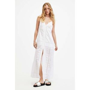 Šaty AllSaints DAHLIA EMB DRESS bílá barva, maxi, W083DA