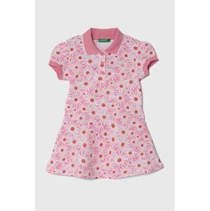 Dívčí šaty United Colors of Benetton růžová barva, mini