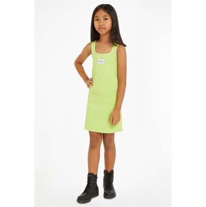 Dívčí šaty Calvin Klein Jeans zelená barva, mini
