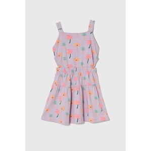 Dětské bavlněné šaty zippy fialová barva, mini