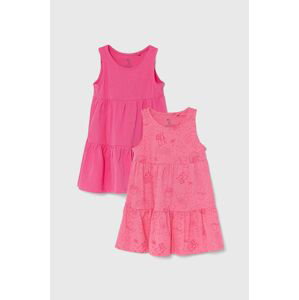 Dětské bavlněné šaty zippy 2-pack růžová barva, mini