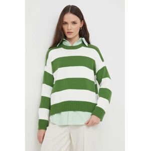 Bavlněný svetr United Colors of Benetton zelená barva