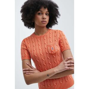 Bavlněný svetr Polo Ralph Lauren oranžová barva, 211935306