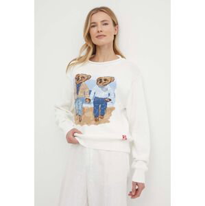 Bavlněný svetr Polo Ralph Lauren bílá barva, lehký, 211935308