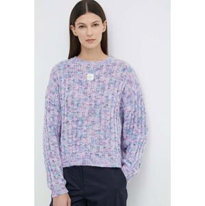 Vlněný svetr American Vintage PULL ML COL ROND dámský, fialová barva, hřejivý, POY18AE24