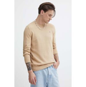 Bavlněný svetr Tommy Jeans béžová barva, DM0DM18895