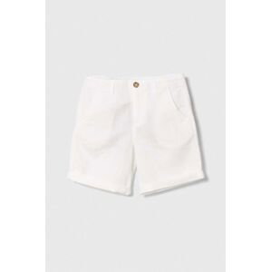 Dětské plátěné šortky United Colors of Benetton bílá barva, nastavitelný pas