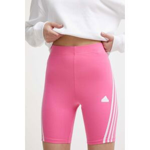 Kraťasy adidas dámské, růžová barva, s aplikací, high waist, IS3630