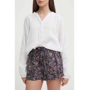 Kraťasy Pepe Jeans PATTY dámské, černá barva, vzorované, high waist, PL801103