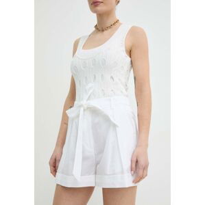 Šortky s příměsí lnu Pinko bílá barva, high waist, 101924 A1LC