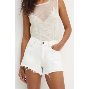 Džínové šortky Pinko dámské, bílá barva, hladké, high waist, 103627 A1VD