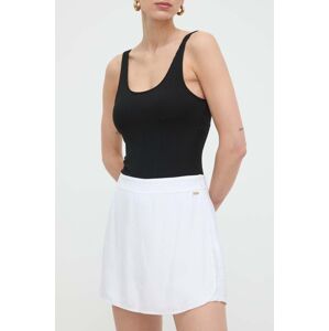 Kalhotová sukně Armani Exchange bílá barva, high waist, 3DYS66 YN9RZ