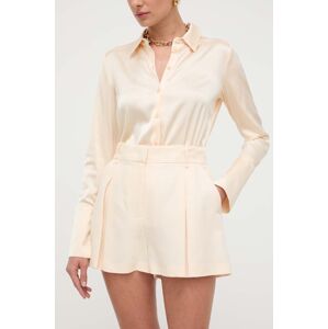 Šortky s příměsí lnu Twinset béžová barva, high waist