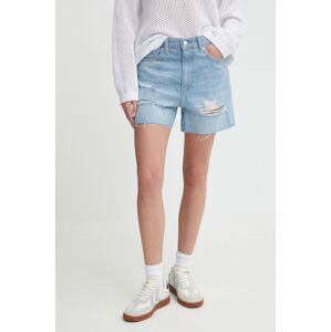 Džínové šortky Calvin Klein Jeans dámské, hladké, high waist, J20J222803