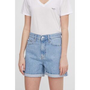 Džínové šortky Calvin Klein Jeans dámské, hladké, high waist, J20J222800