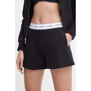 Kraťasy Guess CARRIE dámské, černá barva, s potiskem, high waist, O4GD02 KBS91