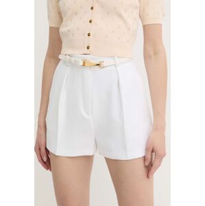 Kraťasy Elisabetta Franchi dámské, bílá barva, hladké, high waist, SH00542E2