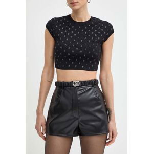 Kraťasy Elisabetta Franchi dámské, černá barva, hladké, high waist, SH00242E2