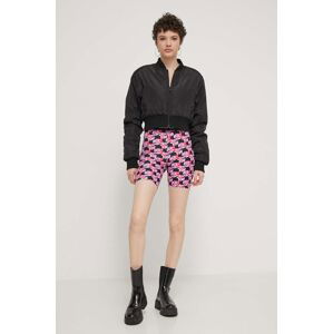 Kraťasy Karl Lagerfeld Jeans dámské, růžová barva, vzorované, high waist