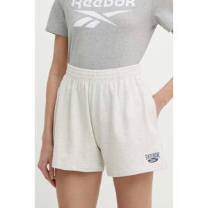 Bavlněné šortky Reebok Classic Archive Essentials béžová barva, melanžové, high waist, 100076253