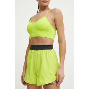 Tréninkové šortky Reebok Lux zelená barva, hladké, high waist, 100076090