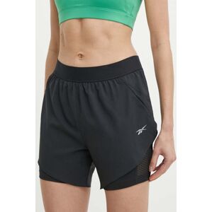 Běžecké šortky Reebok černá barva, high waist, 100075412