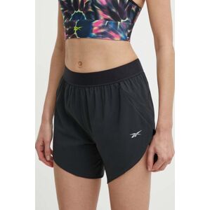 Běžecké šortky Reebok černá barva, high waist, 100075409