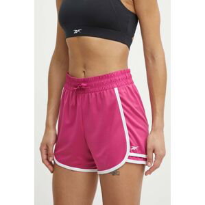 Tréninkové šortky Reebok Identity Training růžová barva, s aplikací, high waist, 100022497