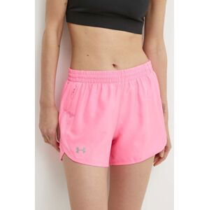 Běžecké šortky Under Armour Fly By růžová barva, high waist
