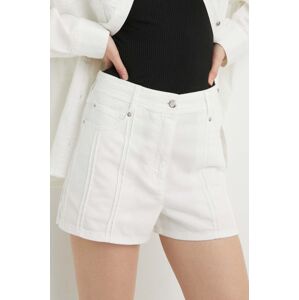 Bavlněné šortky IRO bílá barva, hladké, high waist