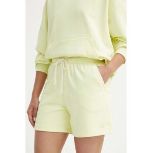 Bavlněné šortky New Balance zelená barva, hladké, high waist, WS41508LLT