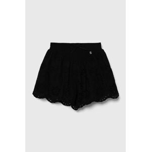 Dětské bavlněné šortky Sisley černá barva, hladké
