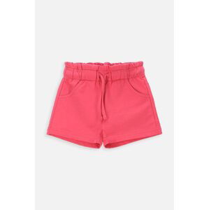 Dětské bavlněné šortky Coccodrillo růžová barva, hladké