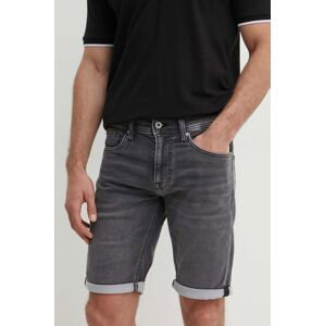 Džínové šortky Pepe Jeans SLIM GYMDIGO SHORT pánské, šedá barva, PM801075UH3