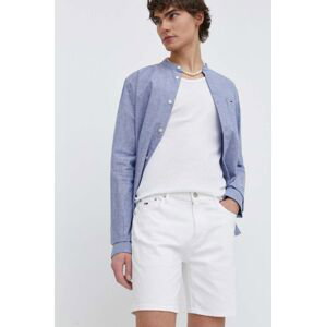Džínové šortky Tommy Jeans pánské, bílá barva, DM0DM18790