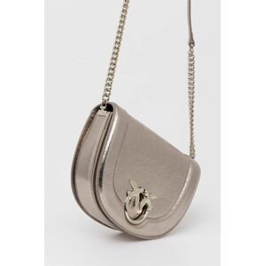 Kožená kabelka Pinko stříbrná barva, 101510.A1JG