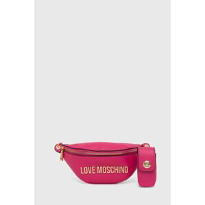 Kožená ledvinka Love Moschino růžová barva, JC4329PP0GK1060A