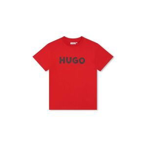 Dětské bavlněné tričko HUGO červená barva, s potiskem